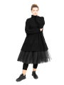 Rundholz DIP - Knitted tunic with turtleneck and fringed edges Merino wool Black - 2242330709