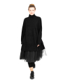 Rundholz DIP - Knitted tunic with turtleneck and fringed edges Merino wool Black - 2242330709