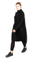 Rundholz DIP - Knitted dress with stand-up collar and fringed edges Merino wool Black - 2242337305