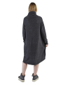 Rundholz DIP - Knitted dress with stand-up collar and fringed edges Merino wool Black - 2242337305