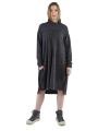 Rundholz DIP - Knitted dress with stand-up collar and fringed edges Merino wool Black - 2242337305