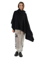 Rundholz DIP - Poncho with turtleneck and fringed edges Merino wool Black - 2242337712