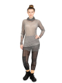 Rundholz DIP - Shirt turtleneck cotton jersey with wide tulle cuffs newspaper print pencil cloud - 2242420502