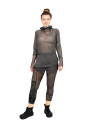 Rundholz DIP - Shirt with turtleneck cotton jersey with wide tulle trims Coal Cloud - 2242420502