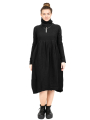 Rundholz - Knitted dress with raised waist and box pleat boiled wool Black - 2241687309