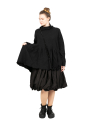 Rundholz - Stricktunika mit Volant und Kellerfalte gekochte Wolle Oversize Black - 2241687011