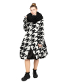 Rundholz - Manteau tricoté en forme de ballon pied-de-poule laine bouillie Black Jacquard - 2241687206