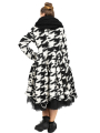 Rundholz - Manteau tricoté en forme de ballon pied-de-poule laine bouillie Black Jacquard - 2241687206