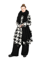 Rundholz - Manteau tricoté en forme de ballon pied-de-poule laine bouillie Black Jacquard - 2241687206