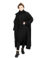 Rundholz Black Label - Long coat with large lapel collar felted wool fabric oversize Black - 2243281204