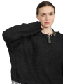 Rundholz - strick Pullover in kastiger Form mit  Fransen - black - 1251650704