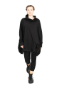 Rundholz Black Label - Sweater with stand-up collar and pouch pocket Cotton Oversize black - 2243250505