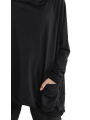 Rundholz Black Label - Sweater with stand-up collar and pouch pocket Cotton Oversize black - 2243250505