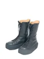 Rundholz - Leder Stiefel Schnürer mit seitlichem Reißverschluss black - 2241985252