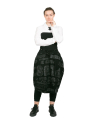 Rundholz Black Label - Balloon skirt with wide waistband in ribbed black shiny print - 2243290310