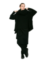 Rundholz - Wide pants with apron to tie felted wool fabric black - 2241010127