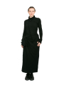 Rundholz - Narrow skirt with apron to tie felted wool fabric black - 2241010321