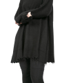 Rundholz - Knitted tunic with raglan sleeves and fringes wool merino yak black - 2241537003