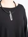 Darkgem - Collier avec cristal de roche avec inclusions sur 2 lanières de cuir I